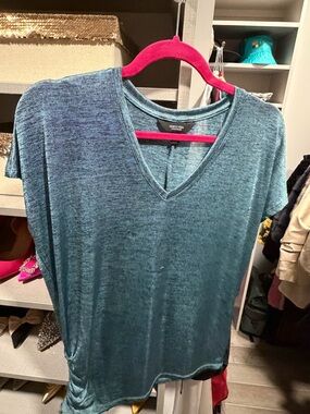Simply Vera Vera Wang Teal V-Neck Short Sleeve Top